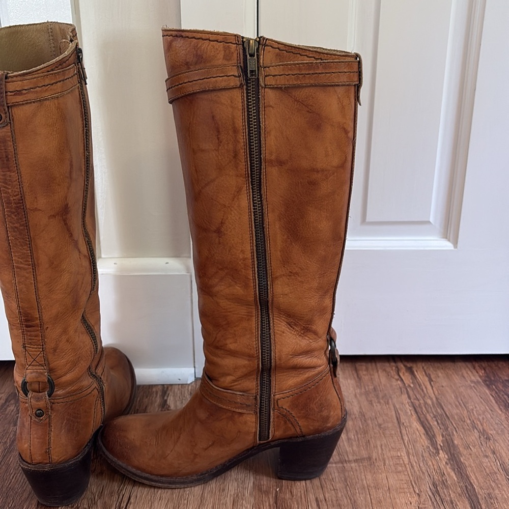 Frye Brown Leather Heeled Boots - Picture 3 of 7